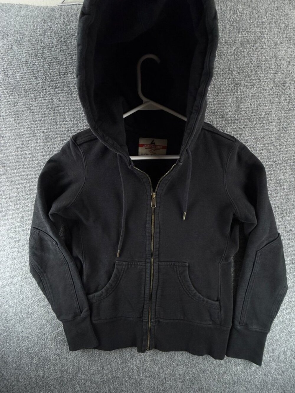 American Giant Women Full Zip Hoodie Small Black Thick Heavyweight USA Cotton